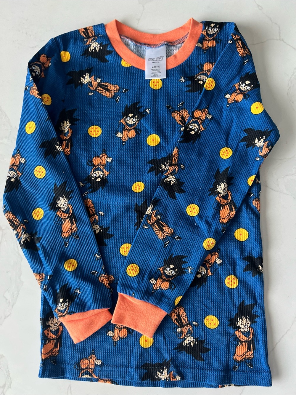 Blue Dragon Ball Kids Thermal Top with Orange Trim